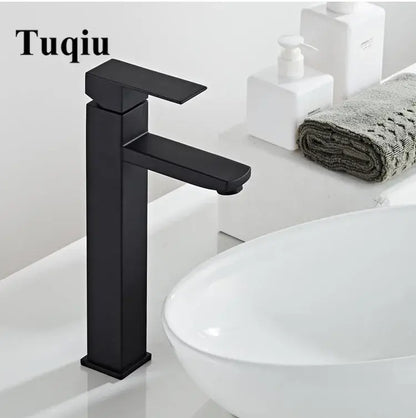 Modern matte black baking stainless basin faucet with a sleek rectangular design for bathroom mixer decorbites black baking
