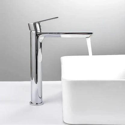 Modern matte black basin faucet with ceramic valve core featuring short tap styles and a sleek minimalist handle