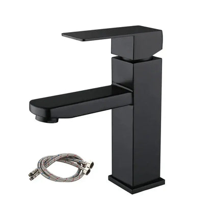 Modern matte black basin faucet with single handle mixer and rectangular spout decorbites black basin faucet