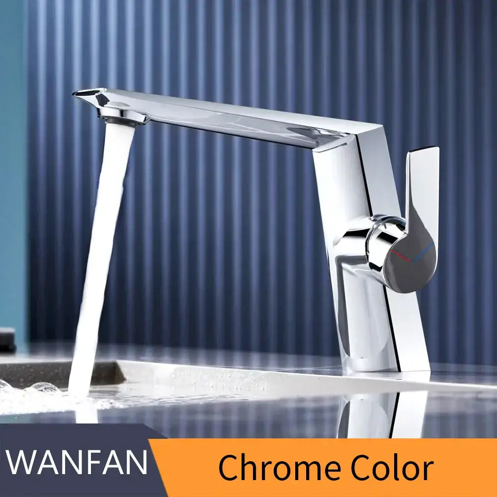 Modern chrome-finished wanfan basin faucet with sleek angular spout for decorbites black basin faucet bathroom use