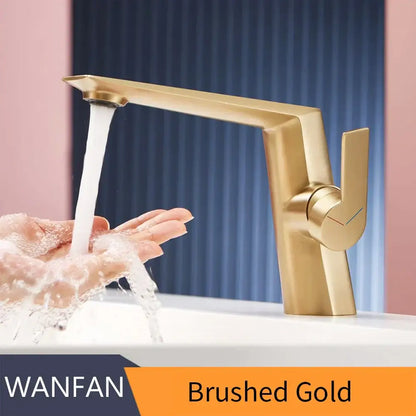 Brushed gold modern basin faucet with sleek angular design for decorbites black basin faucet bathroom use
