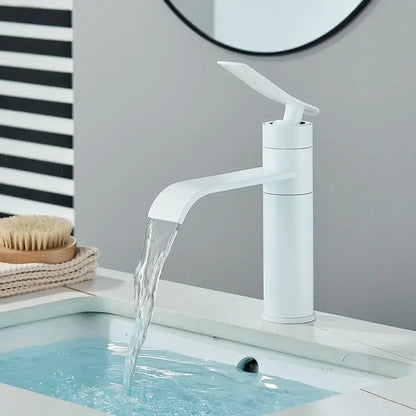 Modern matte black ceramic basin faucet mixer with sleek minimalist design and curved waterfall spout for bathroom decorbites basin faucet
