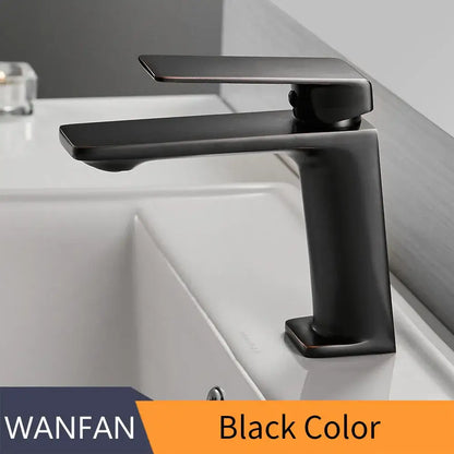 Modern matte black basin faucet mixer tap with sleek rectangular design for contemporary bathroom use