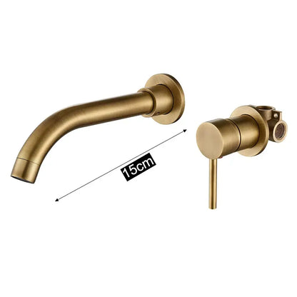 Modern matte black bathroom faucet set with brass finish wall-mounted handle and 15cm spout bathroom faucet set