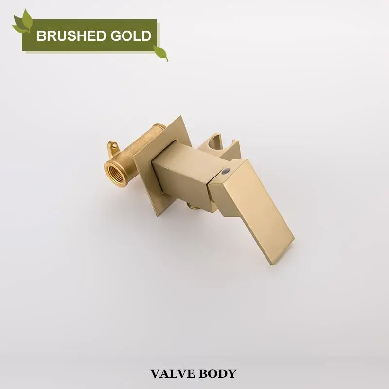 Brushed gold modern valve body with rectangular design and matte finish for bidet faucet shower mixer bathroom use