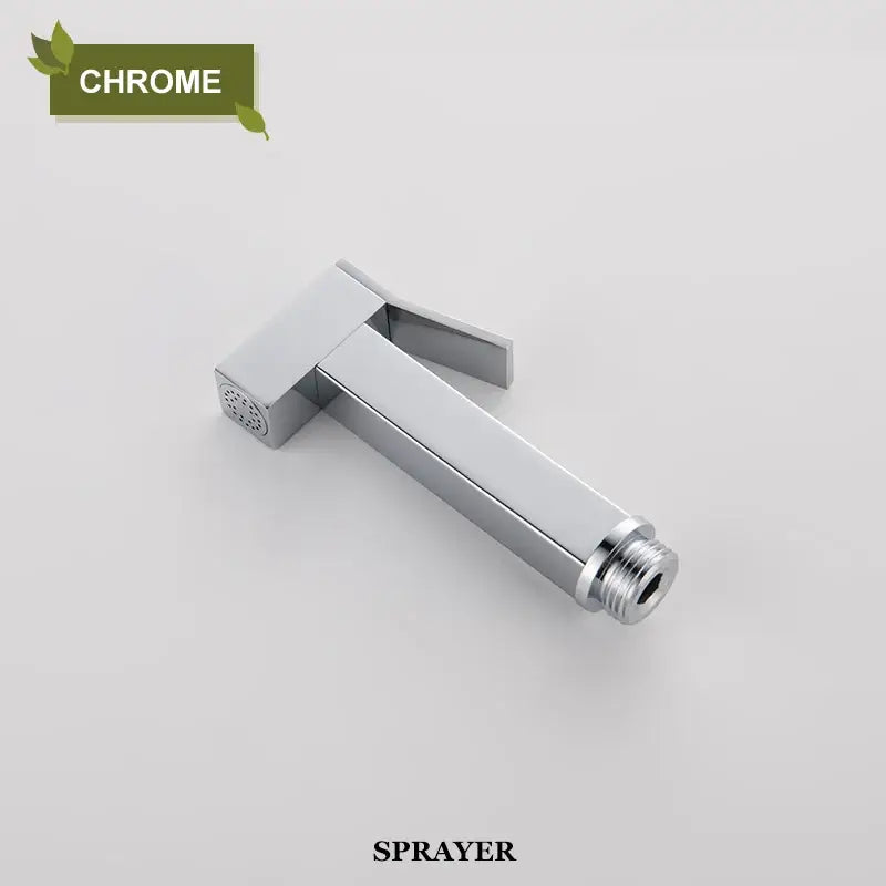 Chrome finished rectangular handheld shower sprayer with threaded connection for modern matte black bidet faucet shower mixer