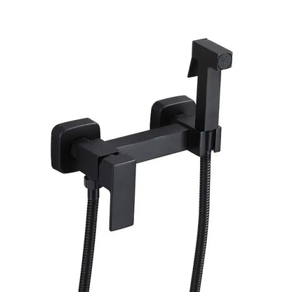 Modern matte black bidet spray gun set with black matte finish faucet handheld showerhead and flexible hoses