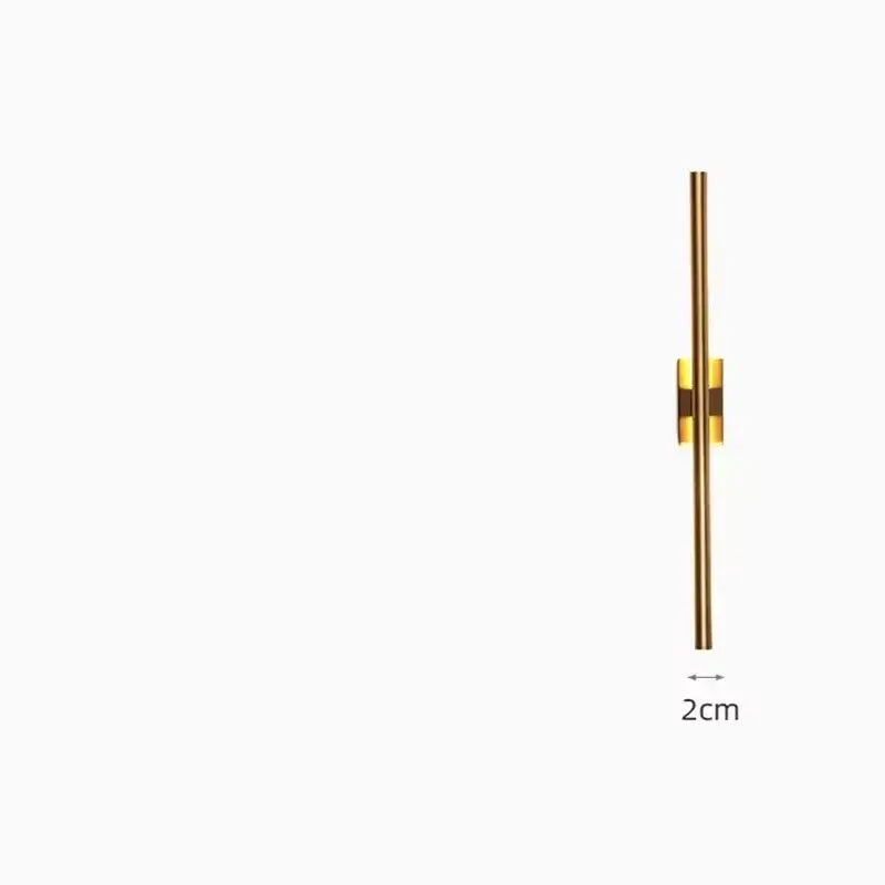 A sleek 2cm gold-toned metal pull handle with minimalist design for modern matte black and brass gold led wall light decorbites brass gold