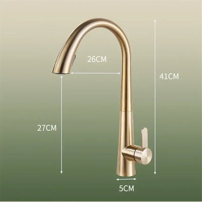 Modern matte black and brushed gold kitchen faucet with sleek curved spout featuring decorbites black brushed gold finish
