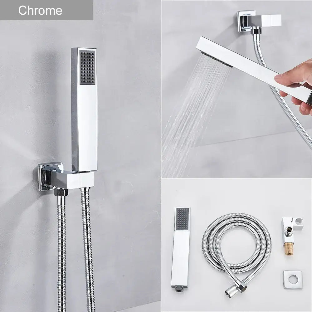 Modern matte black and brushed nickel handshower head with 150cm stainless hose and chrome finish decorbites black abs