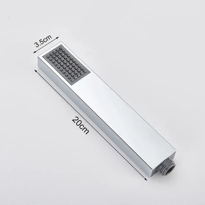 A sleek chrome handshower head with 20cm length featuring small nozzles paired with 150cm stainless hose decorbites black abs
