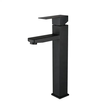 Modern matte black brushed tall basin sink faucet with rectangular design and flat spout for bathroom use decorbites brushed tall