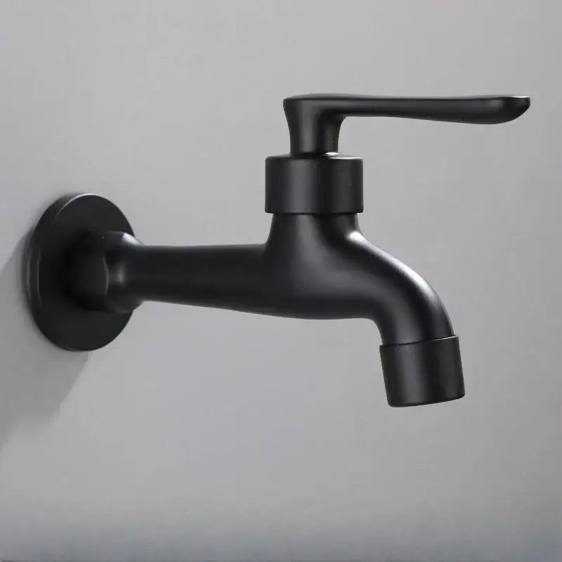 Modern matte black copper bathroom faucet with wall-mounted sleek black matte finish and modern design