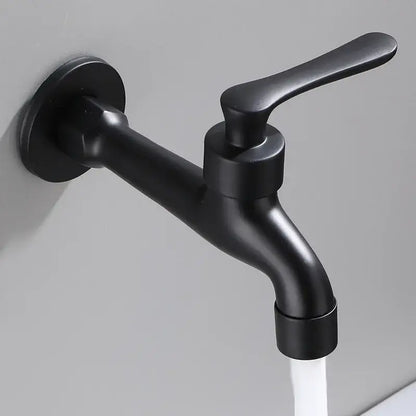 Modern matte black copper bathroom wall mounted faucet with sleek design and flowing water stream