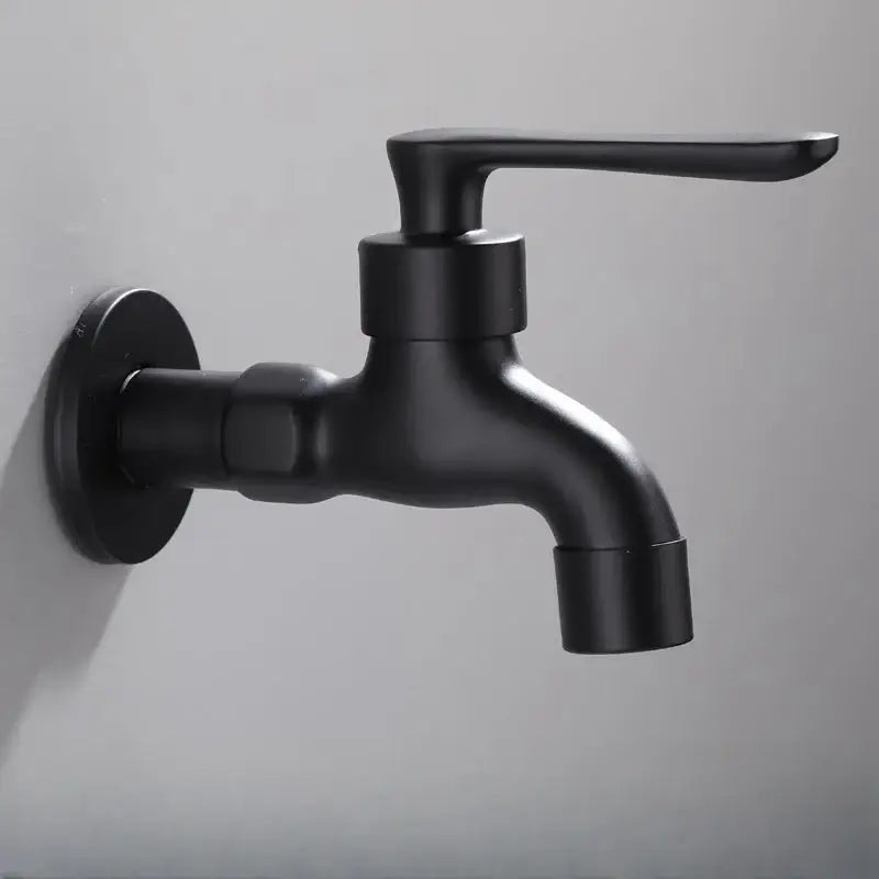Modern matte black copper bathroom wall mounted faucet with sleek black matte finish and a modern design
