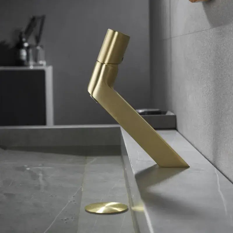 Modern gold-toned decorbites basin faucet with sleek angular design for bathroom sink tap in matte black decorbites basin