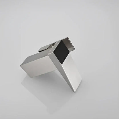 Silver metallic usb flash drive with sleek angular design and black accent for decorbites digital display basin faucet use