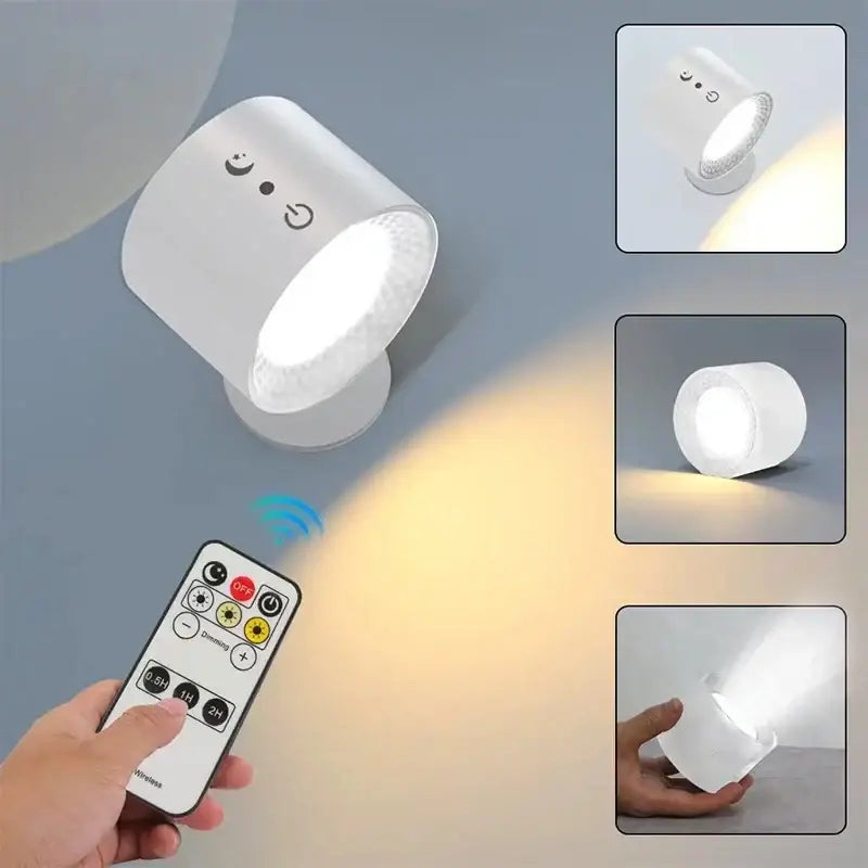 Modern matte black decorbites double head wall lamp with adjustable white led spotlight and remote brightness control