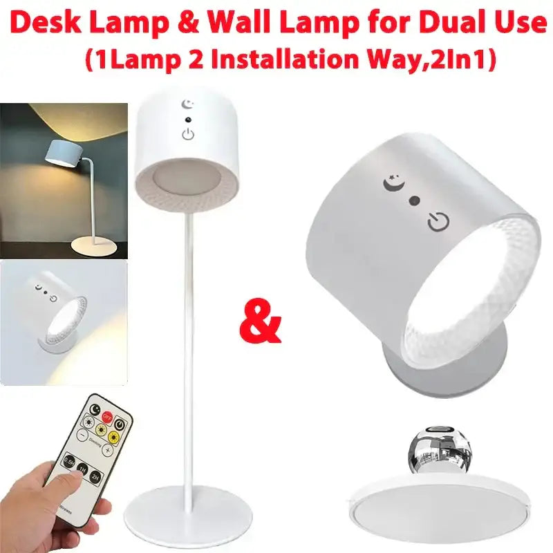 White cylindrical led desk lamp with adjustable stand complements decorbites double head wall lamp for modern lighting decor