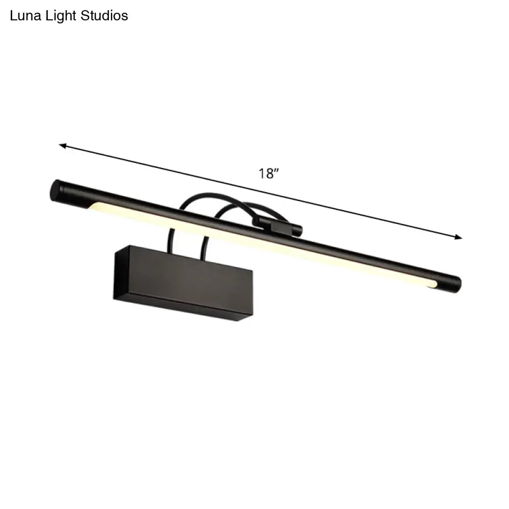 Black matte finished led vanity lamp with sleek rectangular design 18-inch length warm white bulb included