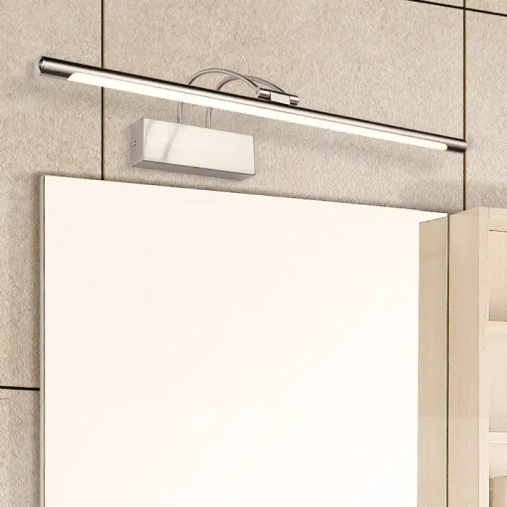 Modern chrome-finished led bathroom mirror light with integrated diffuser and sleek rectangular design black nickel wall light