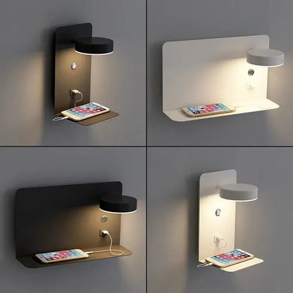 Modern matte black and white led wall lights with usb ports and circular lamps for bedroom decorbites led wall use