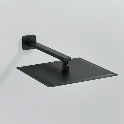 Modern matte black luxury rain shower head with square design and adjustable shower arm for bathroom installation