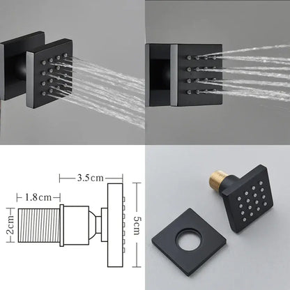 Modern matte black shower faucet with square black matte rainfall shower head and brass threaded connection decorbites shower faucet