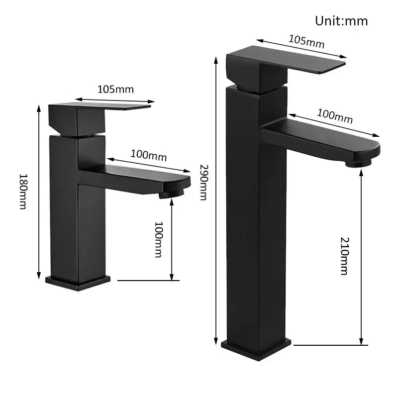 Modern matte black rectangular basin faucet with angular minimalist design by decorbites basin faucet for bathroom sink