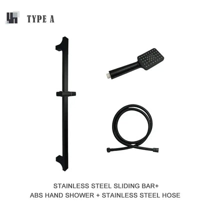 Black stainless steel sliding shower bar rail set with matching hand shower and hose decorbites black shower slider