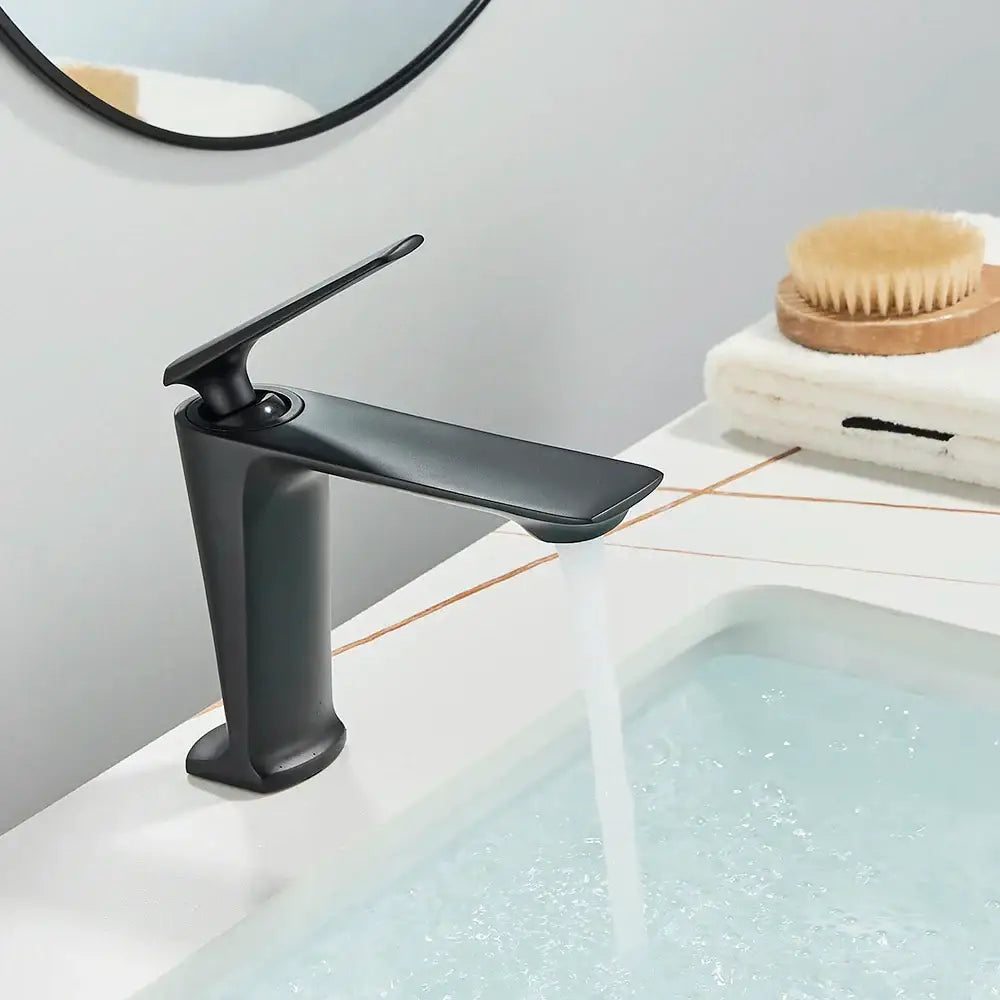 Modern matte black tall basin brass faucet with sleek minimalist design for bathroom sink decorbites black tall tap