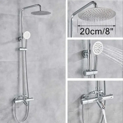 Chrome-finished modern matte black shower faucet set with 20cm rainhead and handheld spray nozzle for bathroom use