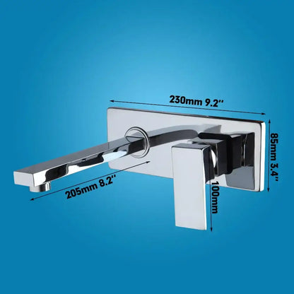 Modern chrome-finished basin faucet with rectangular spout and square handle for decorbites black wall mounted use
