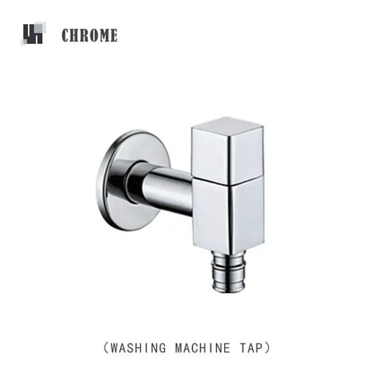 Modern matte brass black garden faucet with chrome-finished angular washing machine tap for brass black wall use