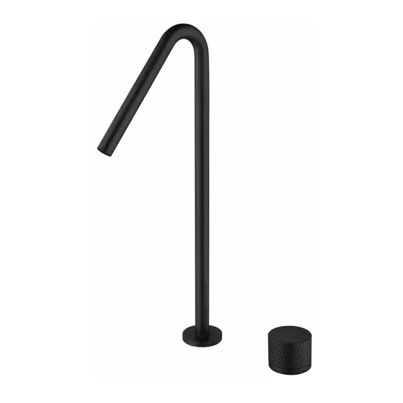Modern matte brushed black basin faucet with sleek curved spout and textured cylindrical handle for bathroom sink decorbites brushed black