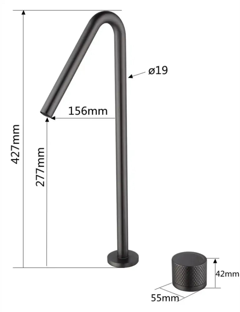 Modern matte brushed black basin faucet with curved spout and textured cylindrical handle for bathroom sink decorbites brushed black