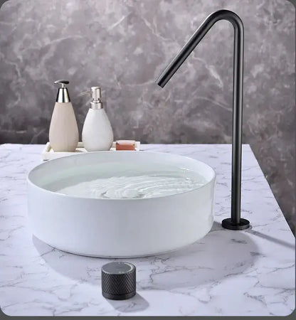 Modern matte brushed black basin faucet with a sleek minimalist gooseneck design for bathroom sink decorbites brushed black