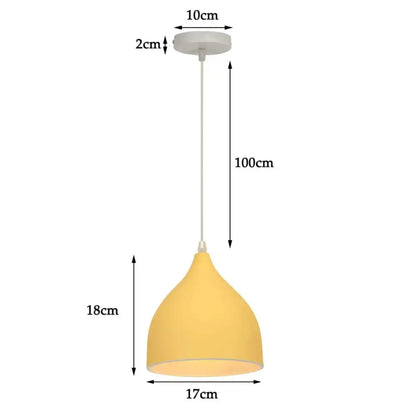 A modern matte yellow decorbites colorful nordic pendant light with sleek tapered design for kitchen and dining room decor