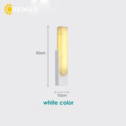 Modern matte gray and white 6＂led marble wall sconce with glowing yellow panel for living room lighting