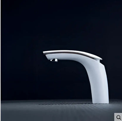 Modern matte gray brass baking finish basin faucet with sleek white ceramic and polished chrome accents by decorbites brass baking