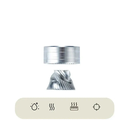 Modern matte gray electric bean grinder with a silver metallic cylindrical magnet and spiral-shaped component for coffee grinding