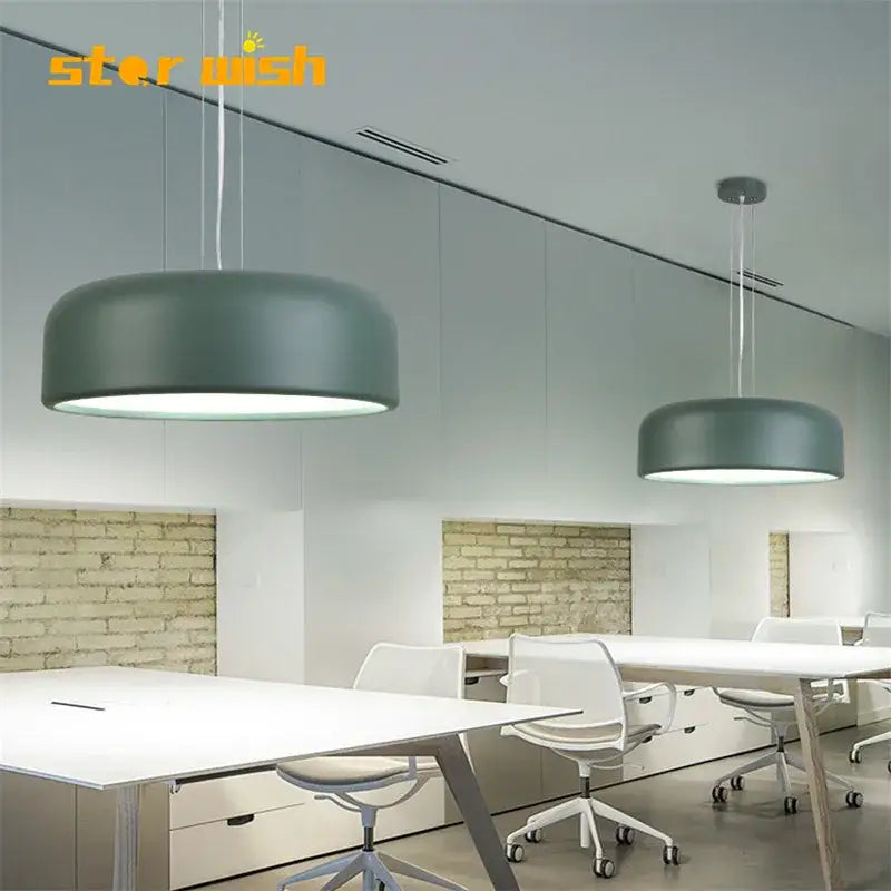 Modern matte green macaron ceiling chandelier with sleek circular pendant lights for decorbites colorful macaron decor