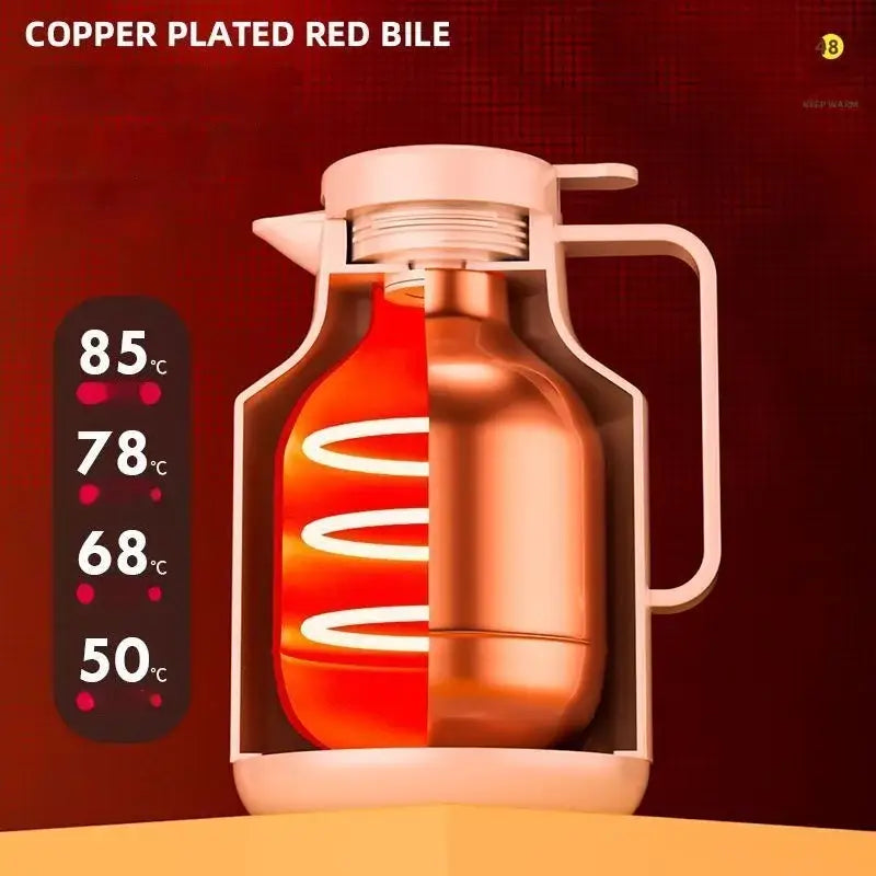 Copper-plated red bile modern matte sage green thermal insulation vacuum coffee pot with sleek insulated interior design