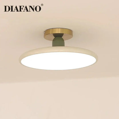 Diafano modern matte white led ceiling light with brass mounting ring for living room lighting