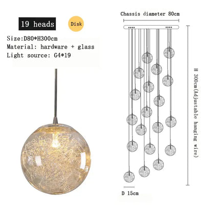 Modern mesh crystal ceiling chandelier spherical light with clear glass globe and golden fairy lights decorbites crystal ceiling