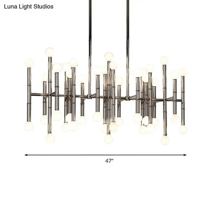 Decorbites modern metal island light with brushed nickel multi-rod design and e12 e14 spherical bulbs for up and down lighting