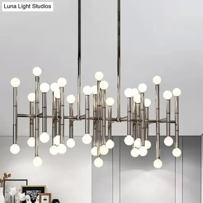 DecorBites™ modern metal island light in black chrome gold with multi-rod 42-head design and e12 e14 bulbs