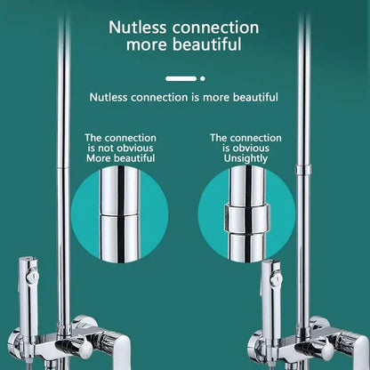 Shiny chrome-finished modern metal shower head extension pipe with sleek nutless connection design for bathroom use