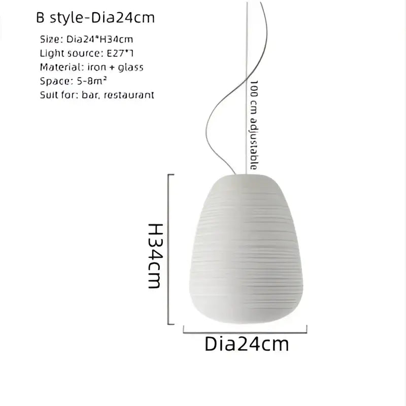 Modern milky white glass whorls cocoon pendant light with textured glass and iron fixture for dining room lighting