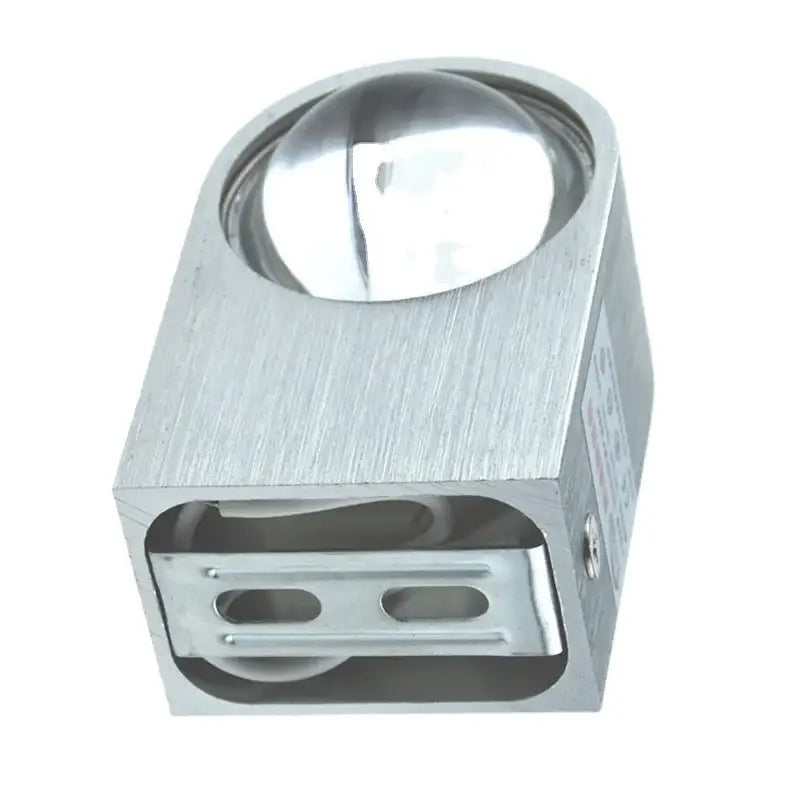 Silver-finished brushed aluminum led wall lamp with circular glass lens for modern minimalist bedroom decor
